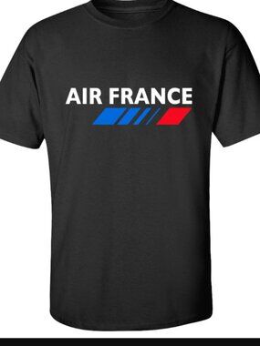 Retro French Airline Graphic T-shirt Vintage Aviation Fan Tee France Souvenir